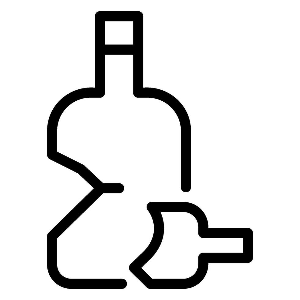 gebrochen Flasche Linie Symbol vektor