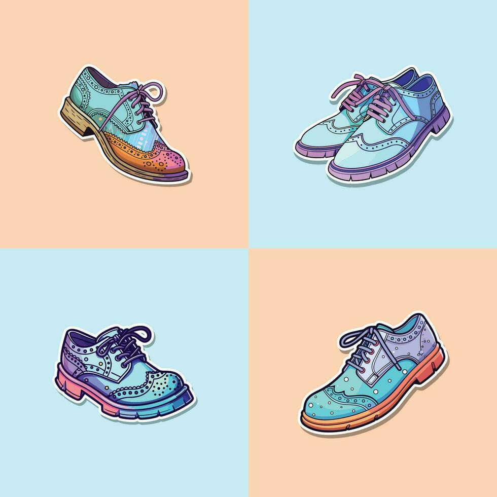 Brogues Aufkleber. kawaii Karikatur Illustration vektor