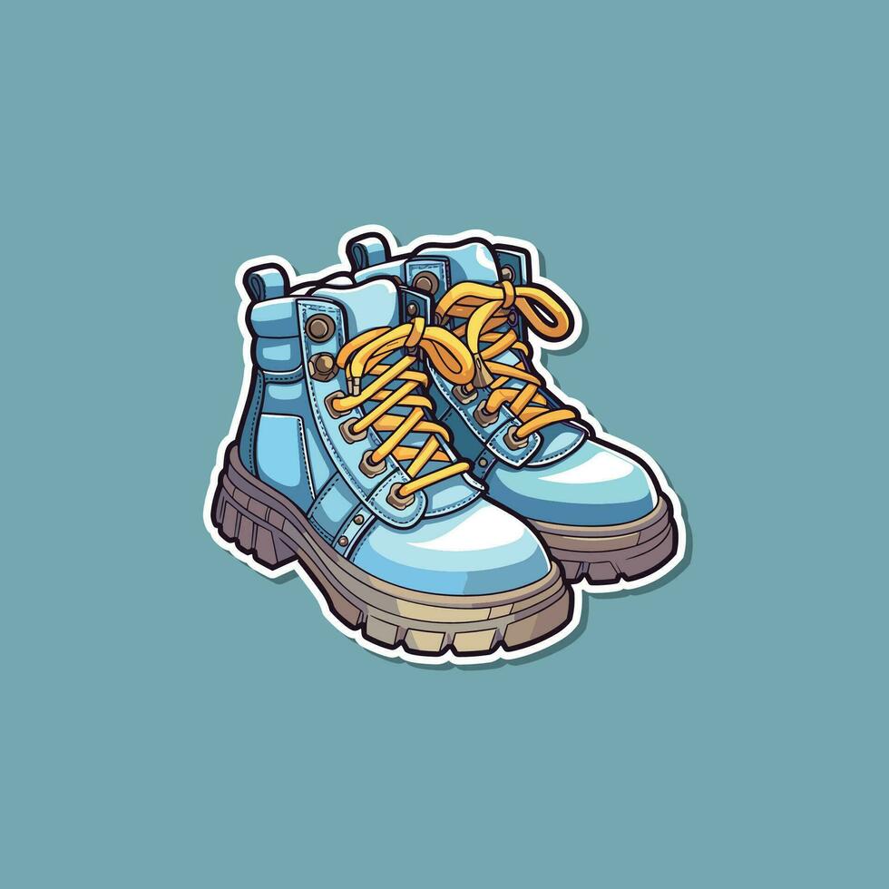 Wandern Stiefel Aufkleber. kawaii Vektor Illustration