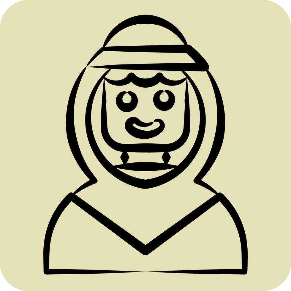 Symbol arabisch Mann. verbunden zu Saudi Arabien Symbol. Hand gezeichnet Stil. einfach Design editierbar. einfach Illustration vektor