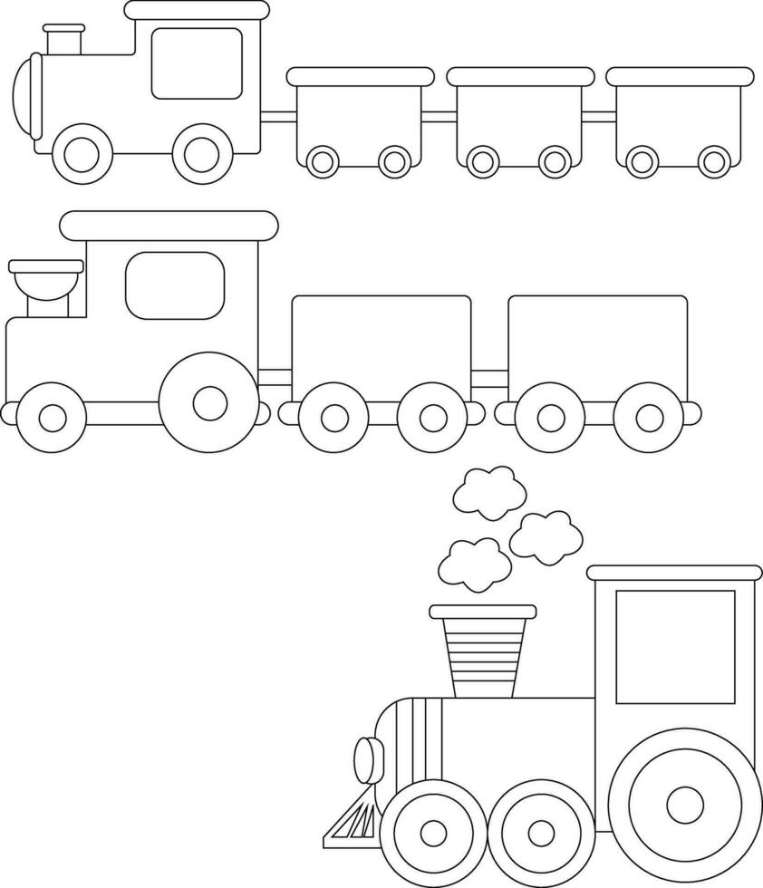 Gliederung Transport Clip Art bündeln im Karikatur Stil zum Kinder und Kinder beinhaltet 4 Fahrzeuge vektor