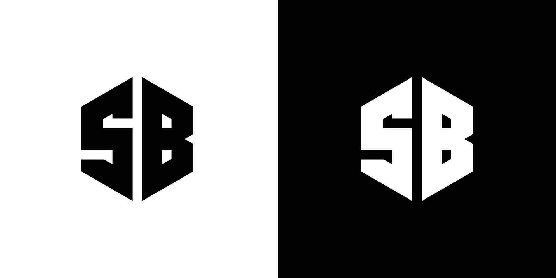 brev s b polygon, hexagonal minimal och trendig professionell logotyp design på svart och vit bakgrund vektor