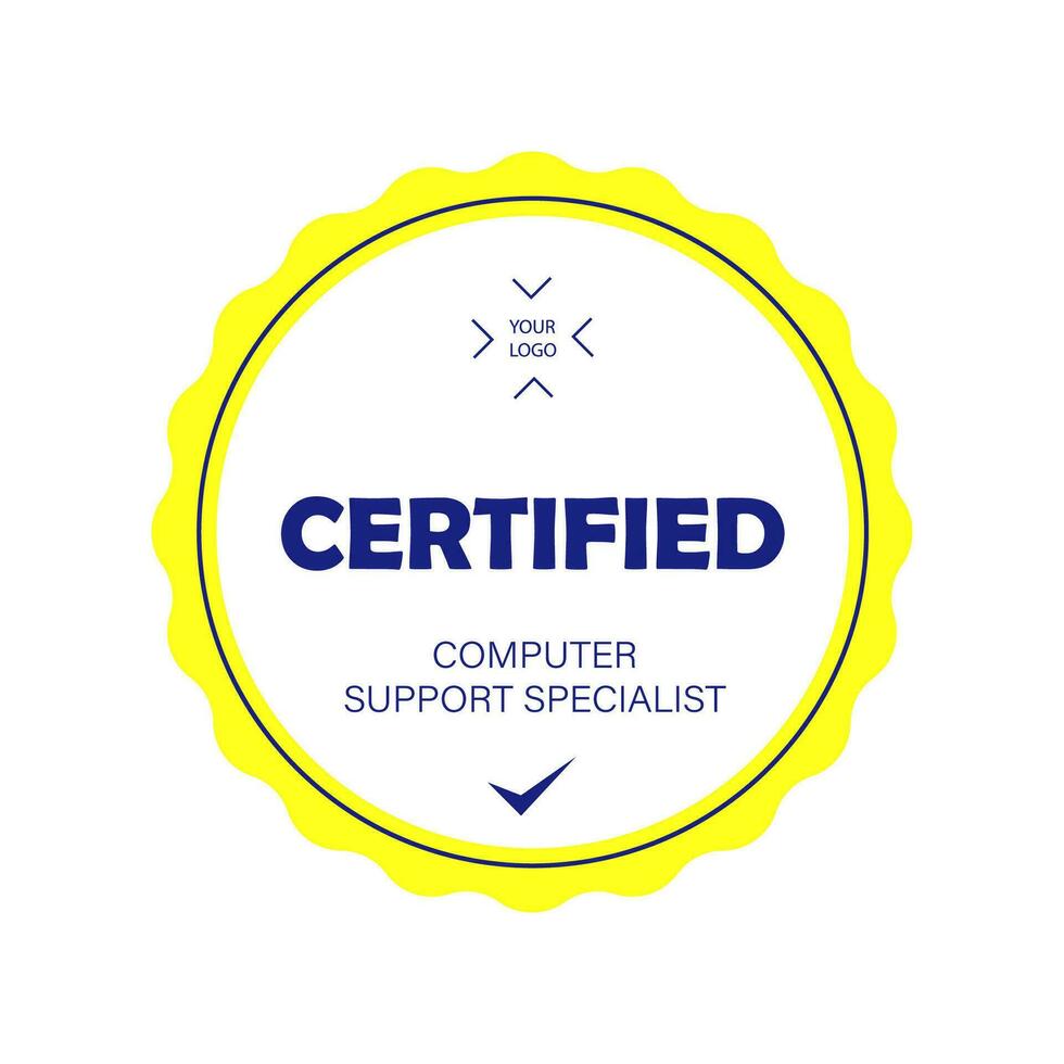 professionell runda certifikat av dator Stöd specialist vektor
