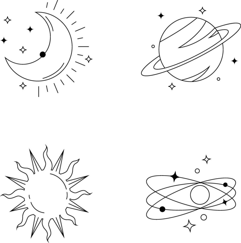 kosmisk årgång minimalistisk linje konst. vektor illustration