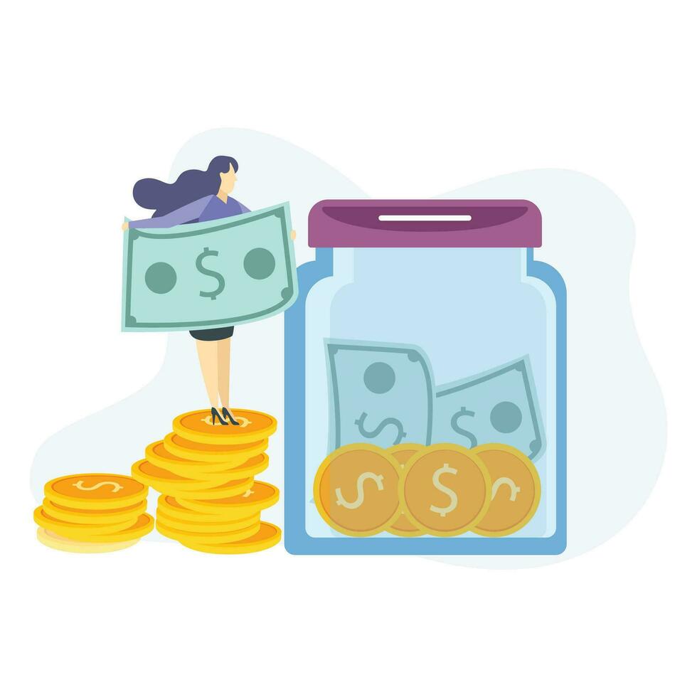 sparande pengar illustration användbart för både webb eller mobil app design vektor