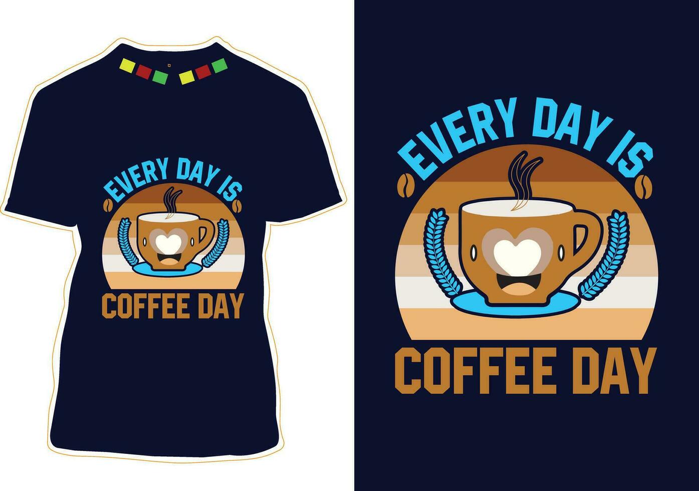 varje dag är kaffe dag, internationell kaffe dag t-shirt design vektor