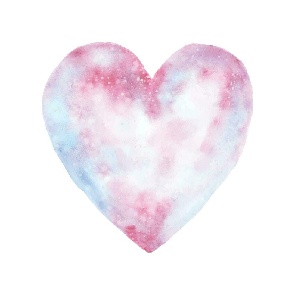 handmålad vattenfärg rosa och blå hjärta vektor