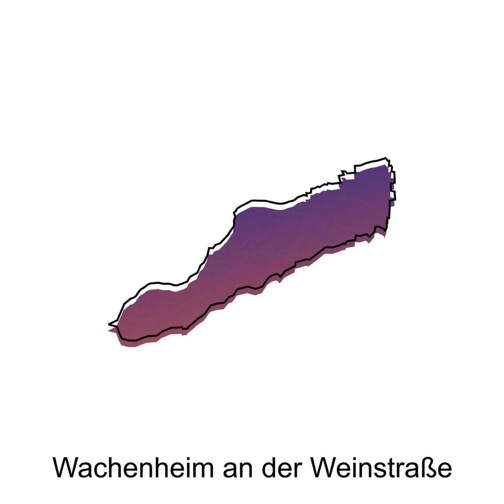 Karte von wachenheim ein der weinstraße Stadt modern einfach bunt mit Umriss, Illustration Vektor Design Vorlage