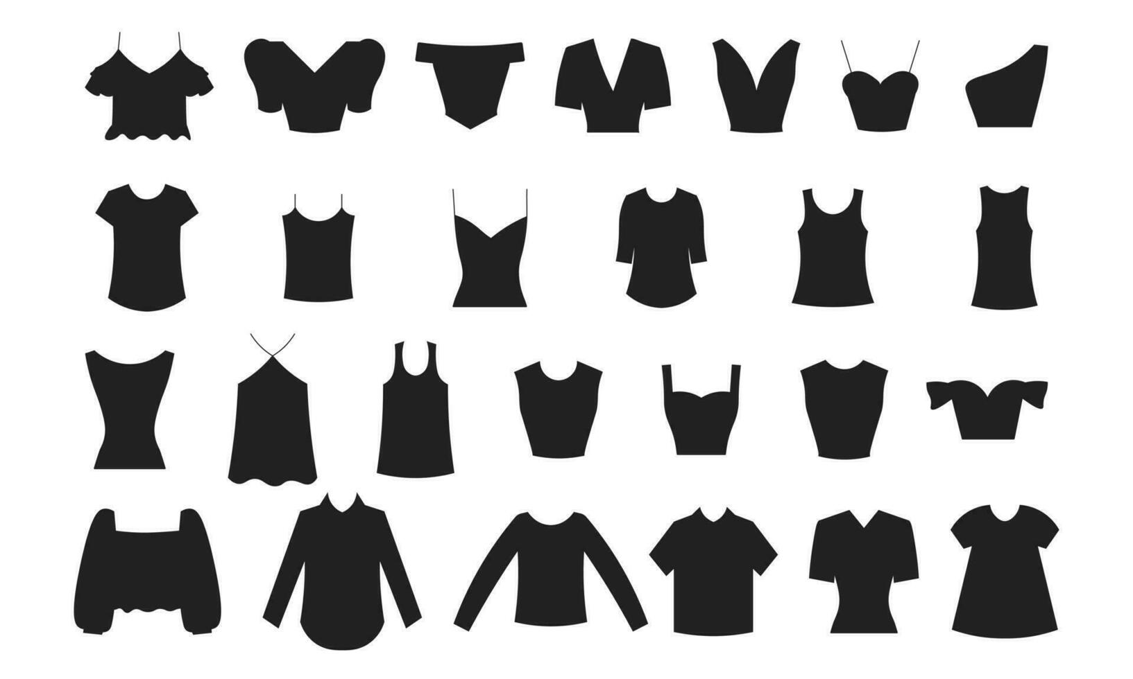 uppsättning av kläder t-shirt, skjorta, topp, långärmad. vektor