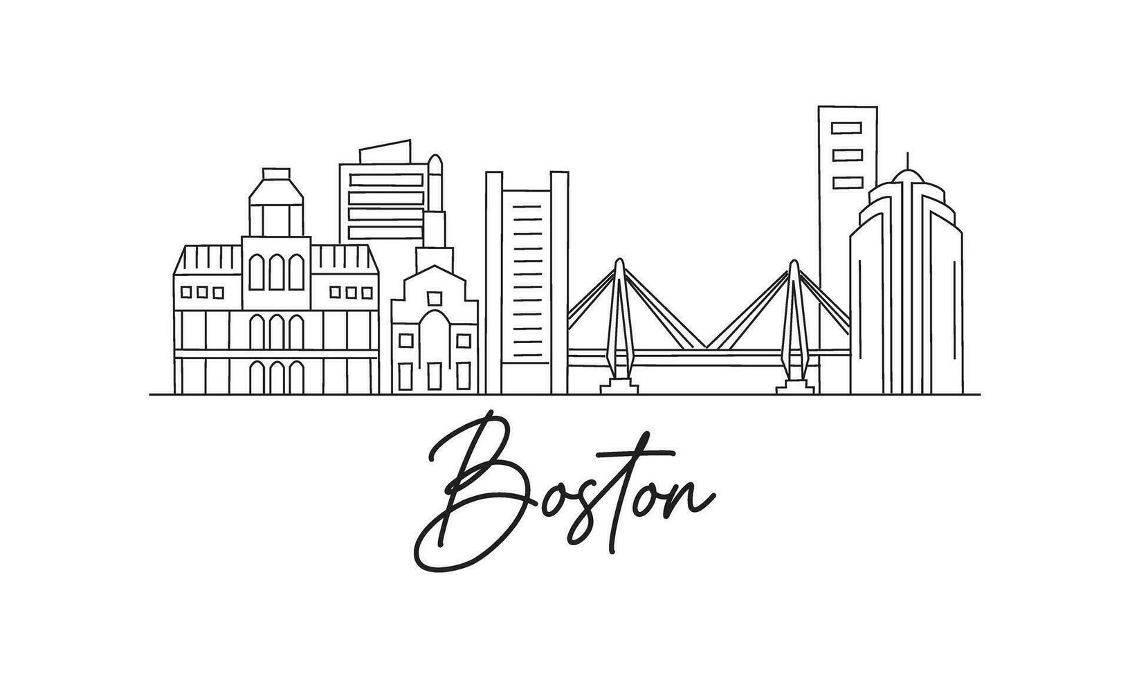 Boston Linie Zeichnung kostenlos Vektor