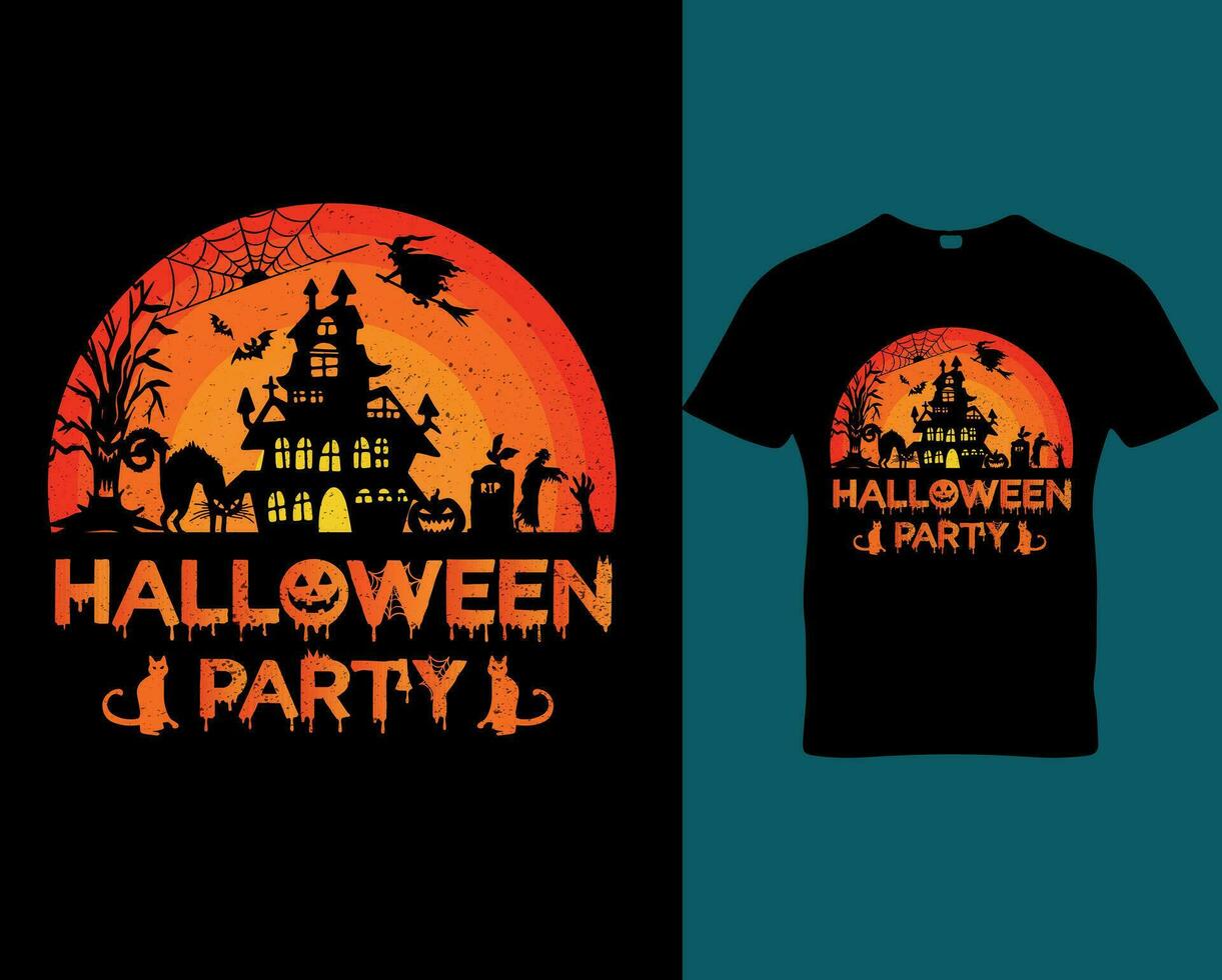 Halloween Party modern Vektor T-Shirt Design kostenlos