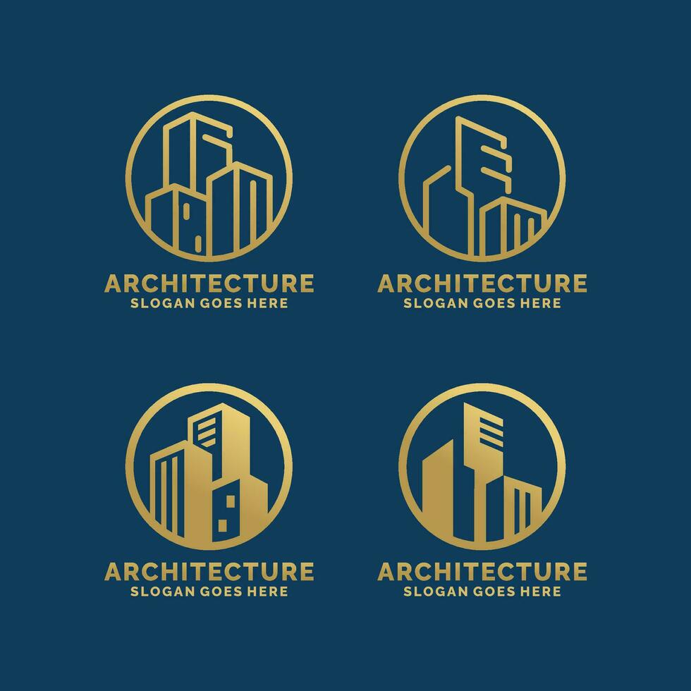 echt Anwesen, die Architektur, Konstruktion Logo einstellen Design Vektor Illustration