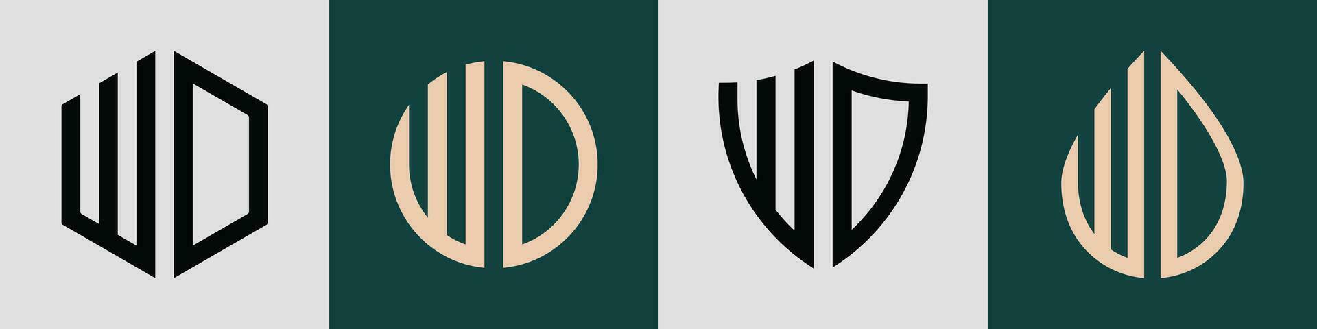 kreativ enkel första brev wd logotyp mönster bunt. vektor