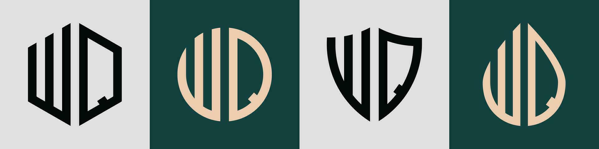 kreativ enkel första brev wq logotyp mönster bunt. vektor