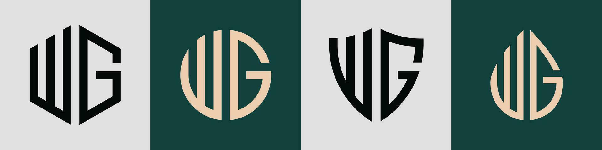 kreativ enkel första brev wg logotyp mönster bunt. vektor
