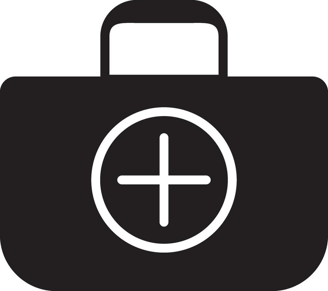 medicinsk väska ikon, först hjälpa utrustning symbol, illustration på vit bakgrund vektor