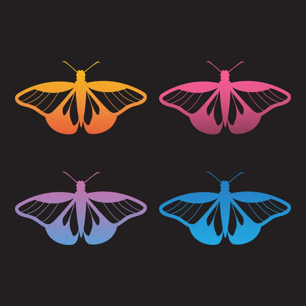 gradienter uppsättning av fjärilar isolerat vektor