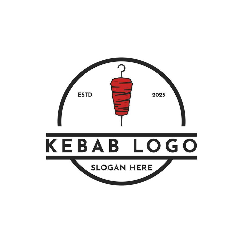 kebab logotyp design kreativ aning årgång retro stil vektor