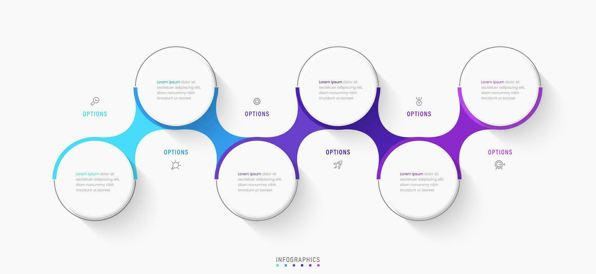 Vektor-Infografik-Etikettendesign-Vorlage mit Symbolen und 6 Optionen oder Schritten. kann für Prozessdiagramme, Präsentationen, Workflow-Layouts, Banner, Flussdiagramme und Infografiken verwendet werden. vektor