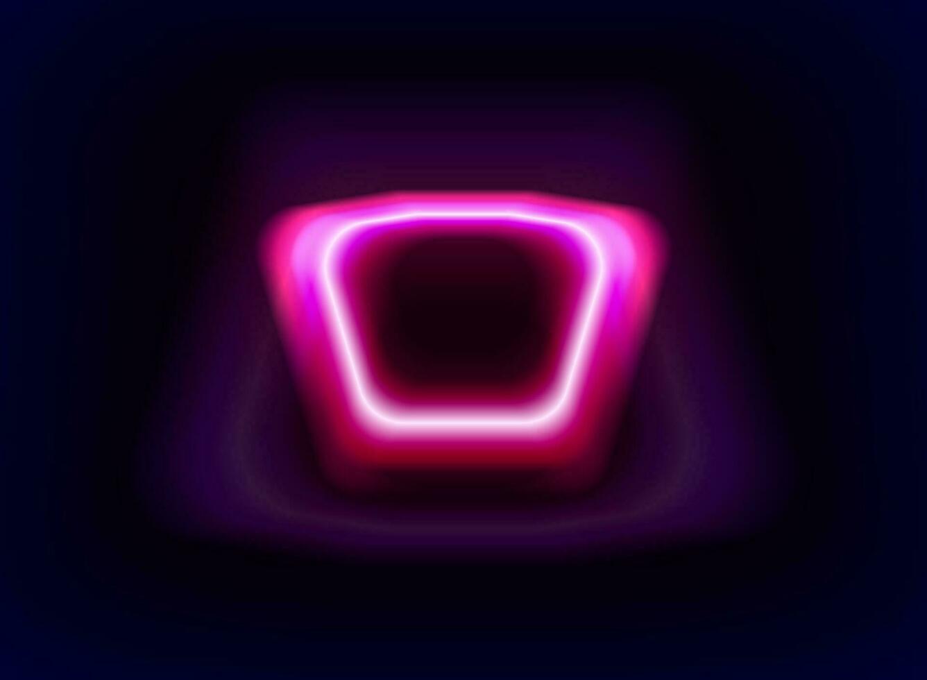 trogen skärm rosa bakgrund Start knapp med skugga i de mörk. neon ljus skärmar runt om de knapp låda. vektor illustration