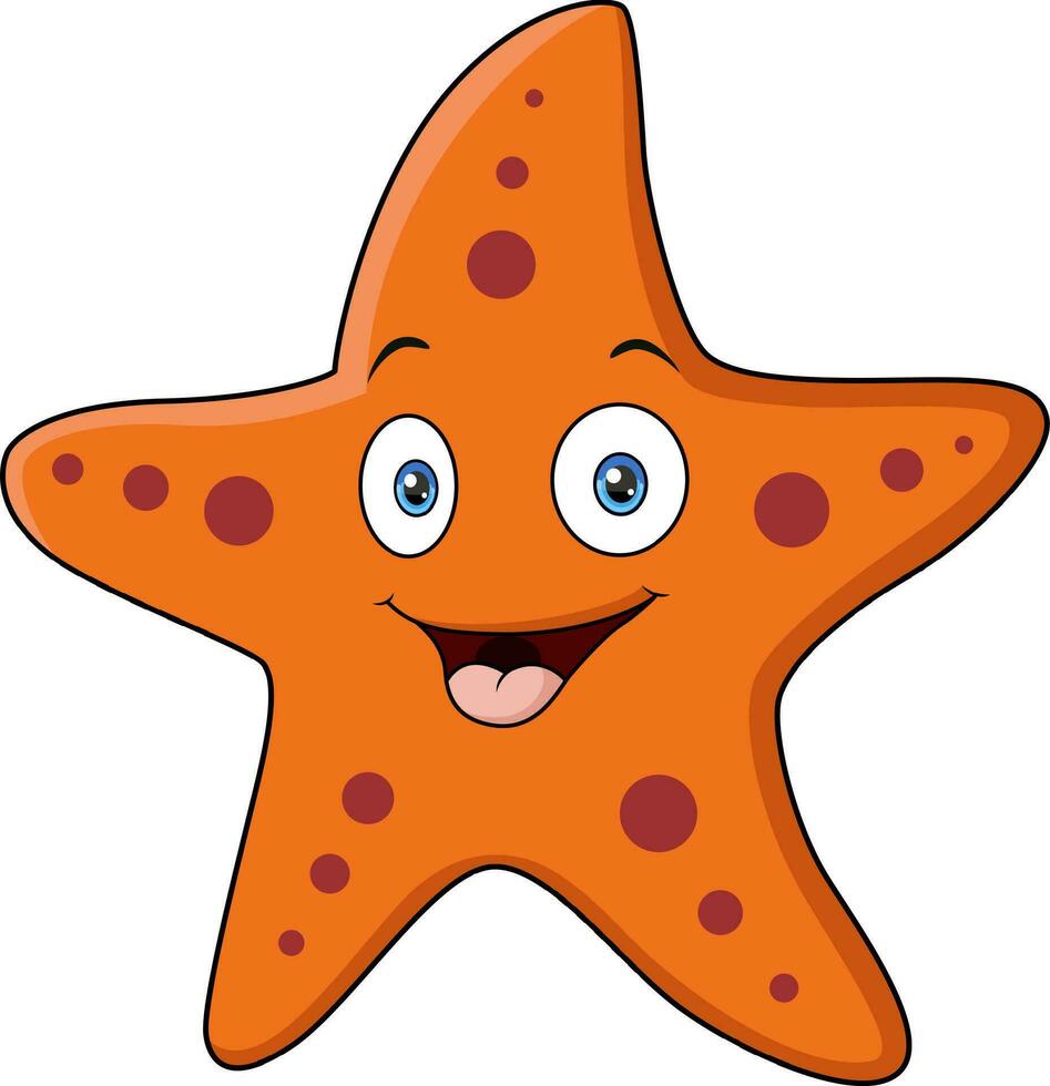 söt orange sjöstjärna tecknad serie på vit bakgrund vektor