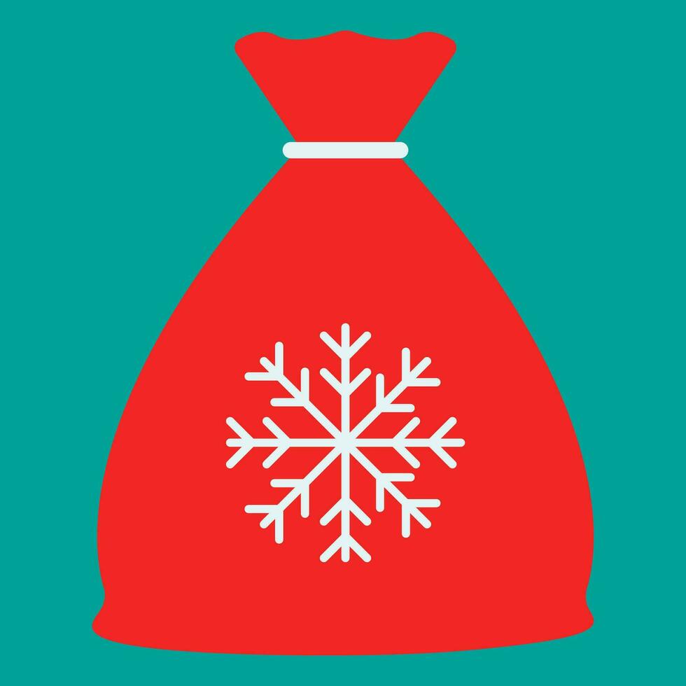 Weihnachten Symbol. glücklich Neu Jahr Urlaub und fröhlich Weihnachten. Vektor Illustration Santa rot Geschenk Tasche Zeichen mit Weiß Schneeflocke.