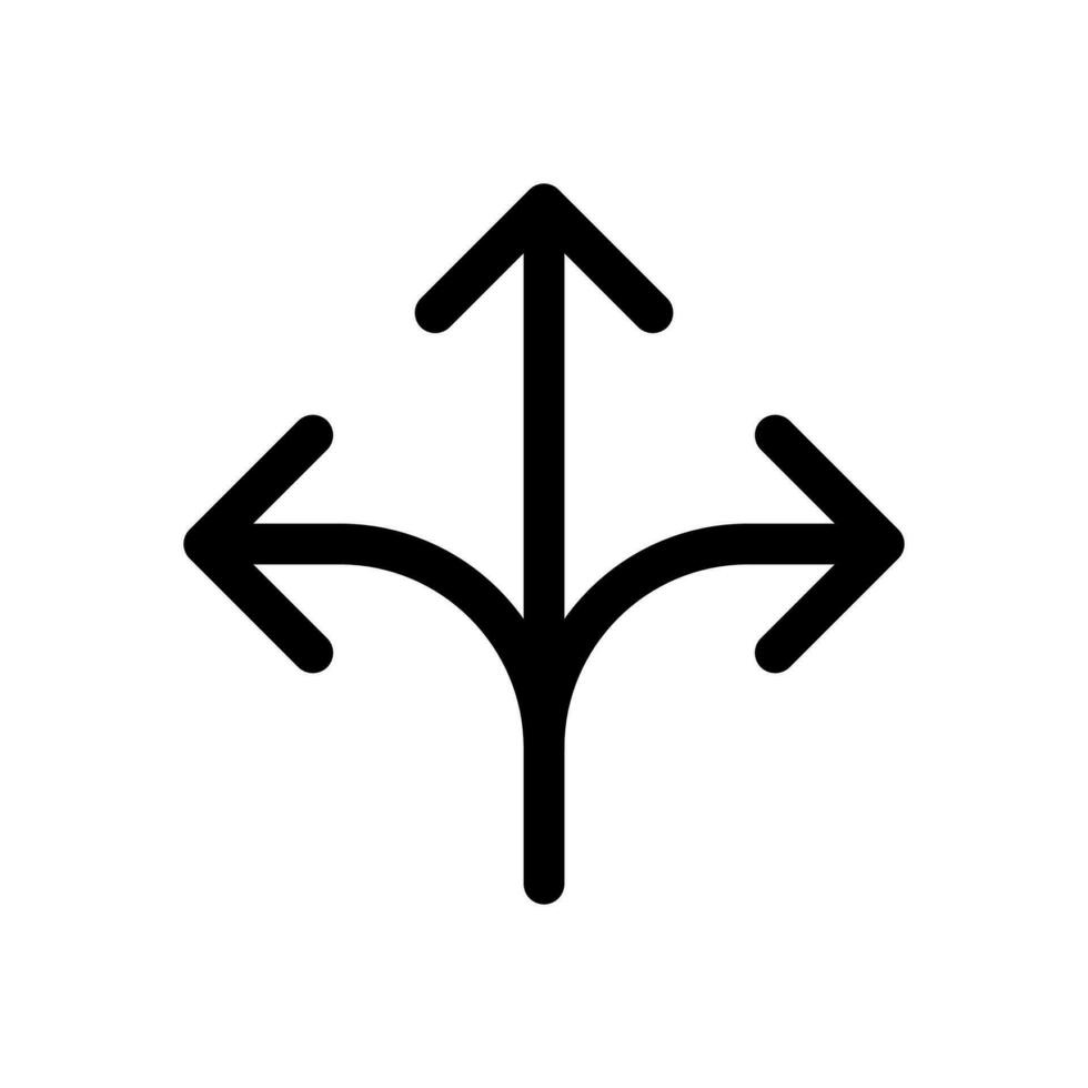 tre sätt pil, riktning tecken ikon i linje stil design isolerat på vit bakgrund. redigerbar stroke. vektor
