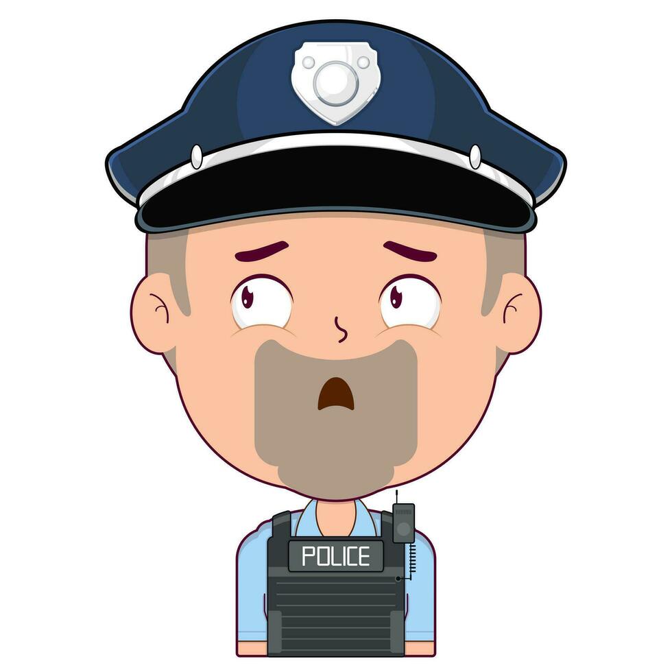 polis tvivel ansikte tecknad serie söt vektor