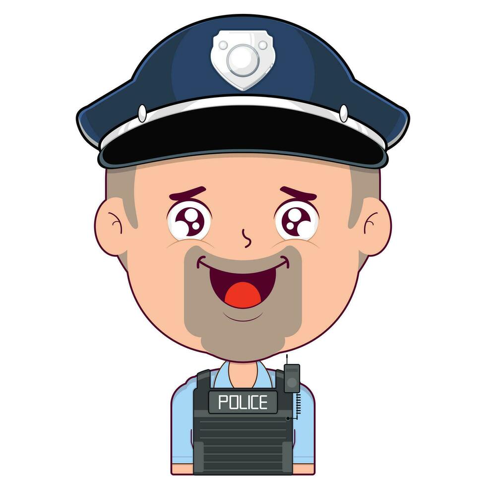 Polizist glücklich Gesicht Karikatur süß vektor