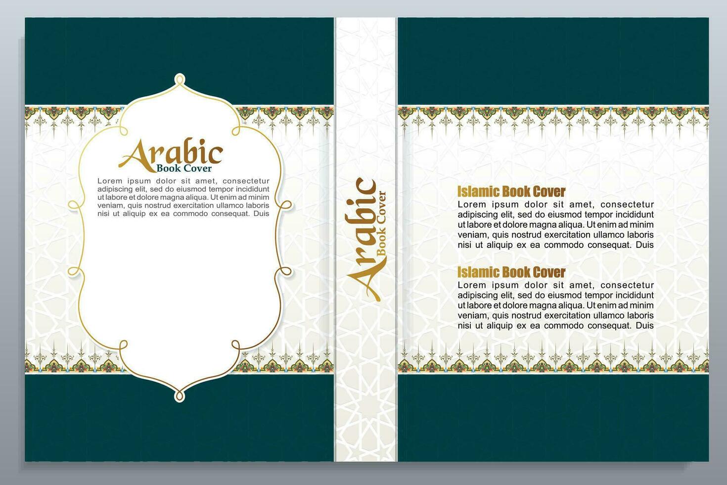 arabicum koranen stil bok omslag design, islamic mönster ornament omslag vektor