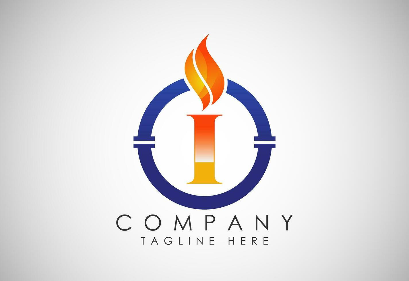 Englisch Alphabet ich mit Feuer Flamme und Rohr. Öl und Gas Industrie Logo Design Konzept. vektor