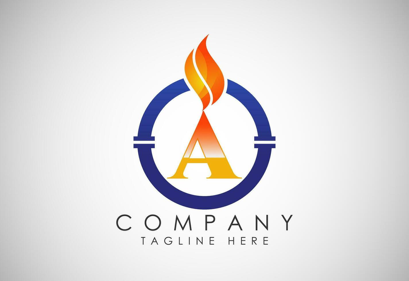 Englisch Alphabet ein mit Feuer Flamme und Rohr. Öl und Gas Industrie Logo Design Konzept. vektor