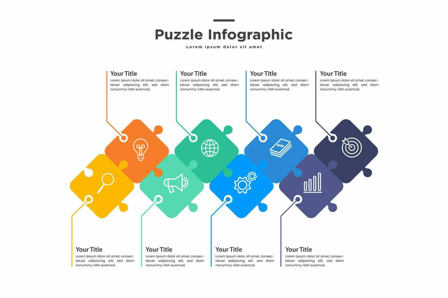 Puzzle Infografik Design mit 8 Schritt, Graph zu beschreiben das Schritte vektor