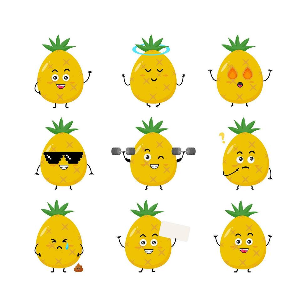 süß Ananas Charakter Vektor Illustration