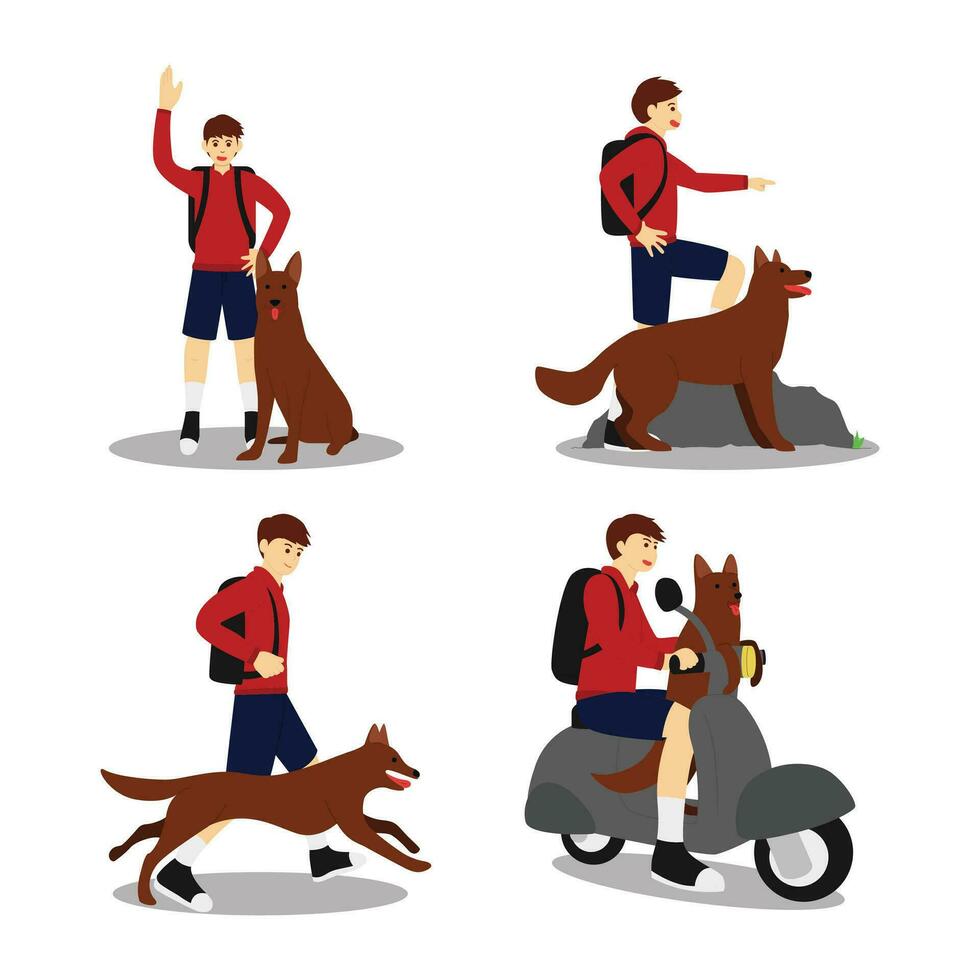 Reise Illustration mit Hund vektor