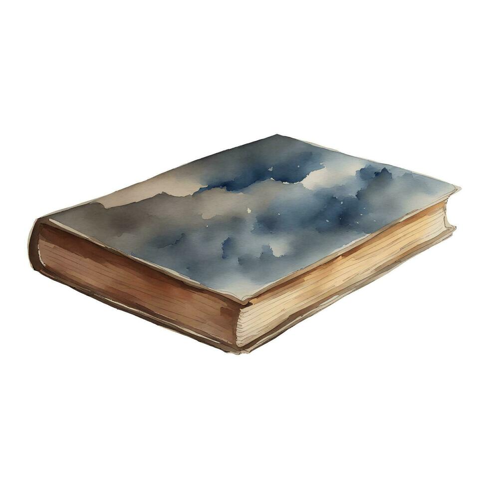 gammal årgång bok isolerat hand dragen vattenfärg målning illustration vektor