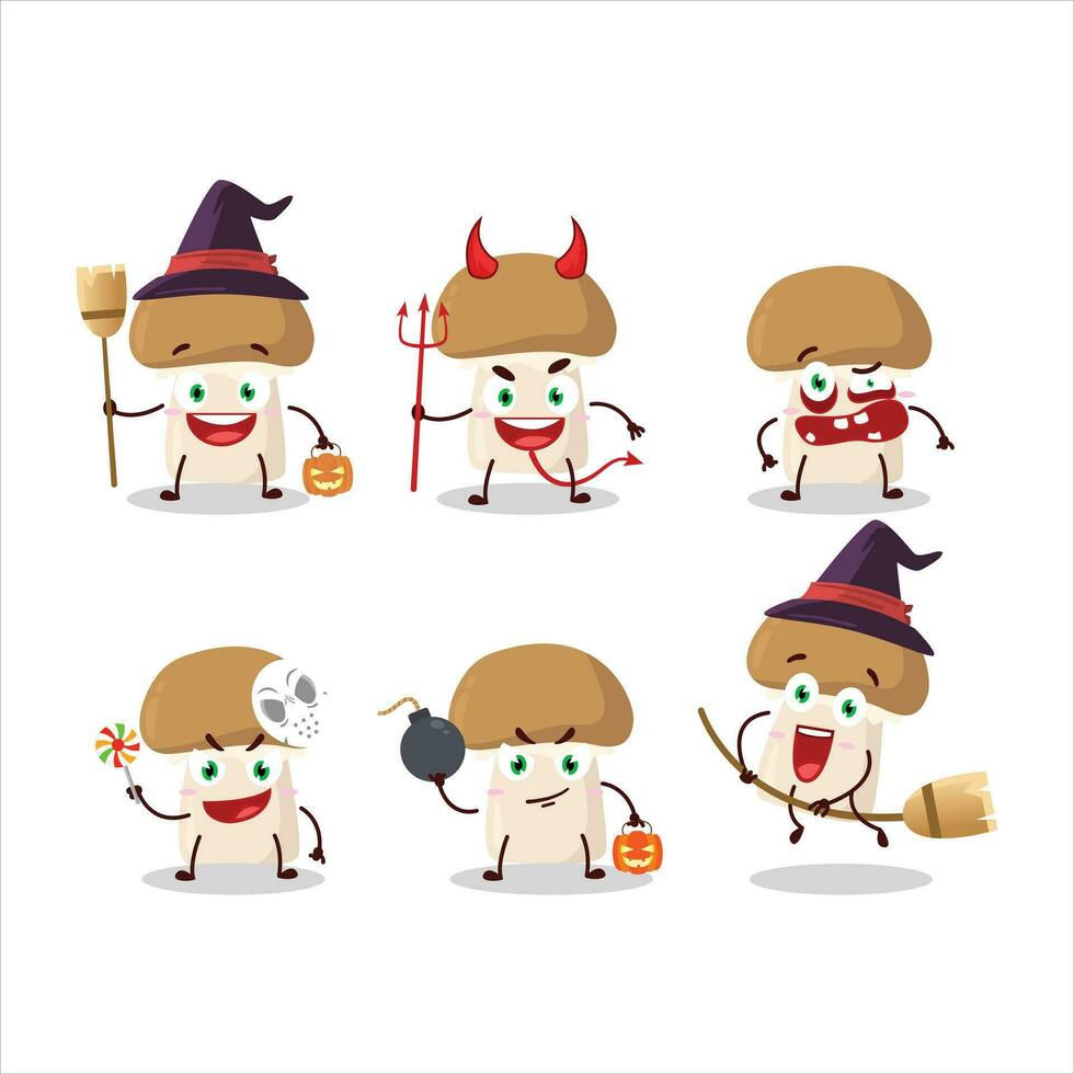 halloween uttryck uttryckssymboler med tecknad serie karaktär av champinjon vektor