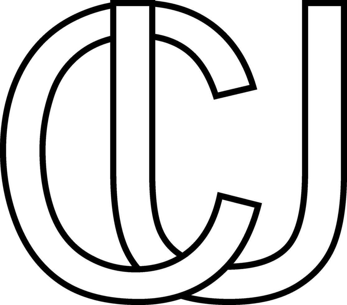 Logo Zeichen uc cu Symbol Zeichen interlaced Briefe c u vektor