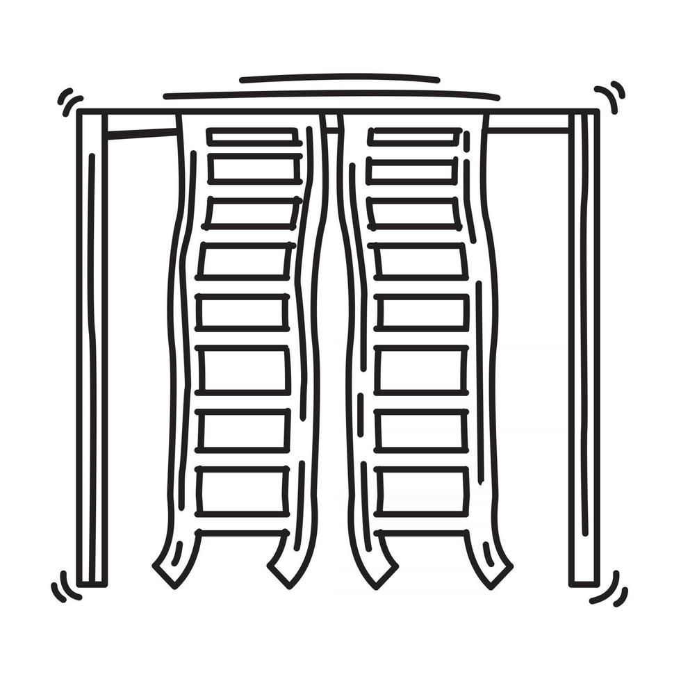 lekplatsbarn klättrar på stege, spelar, barn, dagis. handritad ikonuppsättning, kontursvart, klotterikon, vektorikon vektor