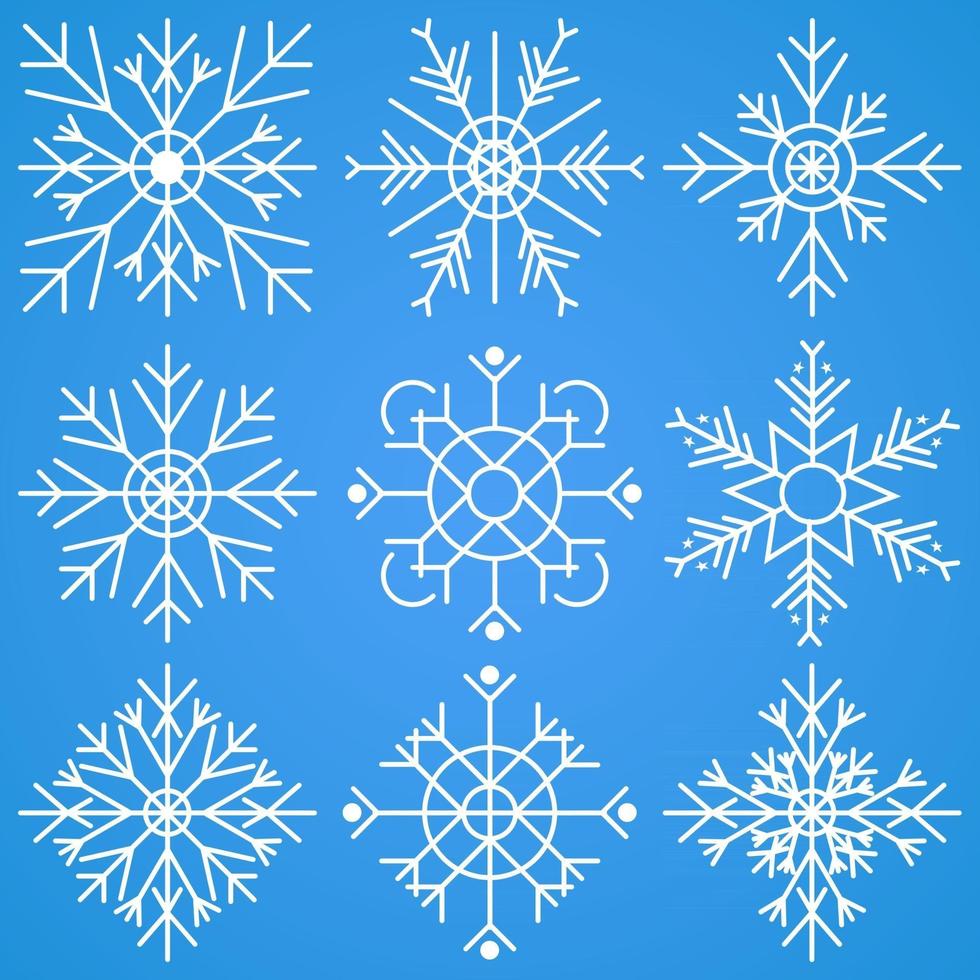 Schneeflocke-Symbole. Vektor-Set von Schneeflocken-Symbolen. Winter-Design-Elemente. Hintergrund für Winter- und Weihnachtsthema vektor