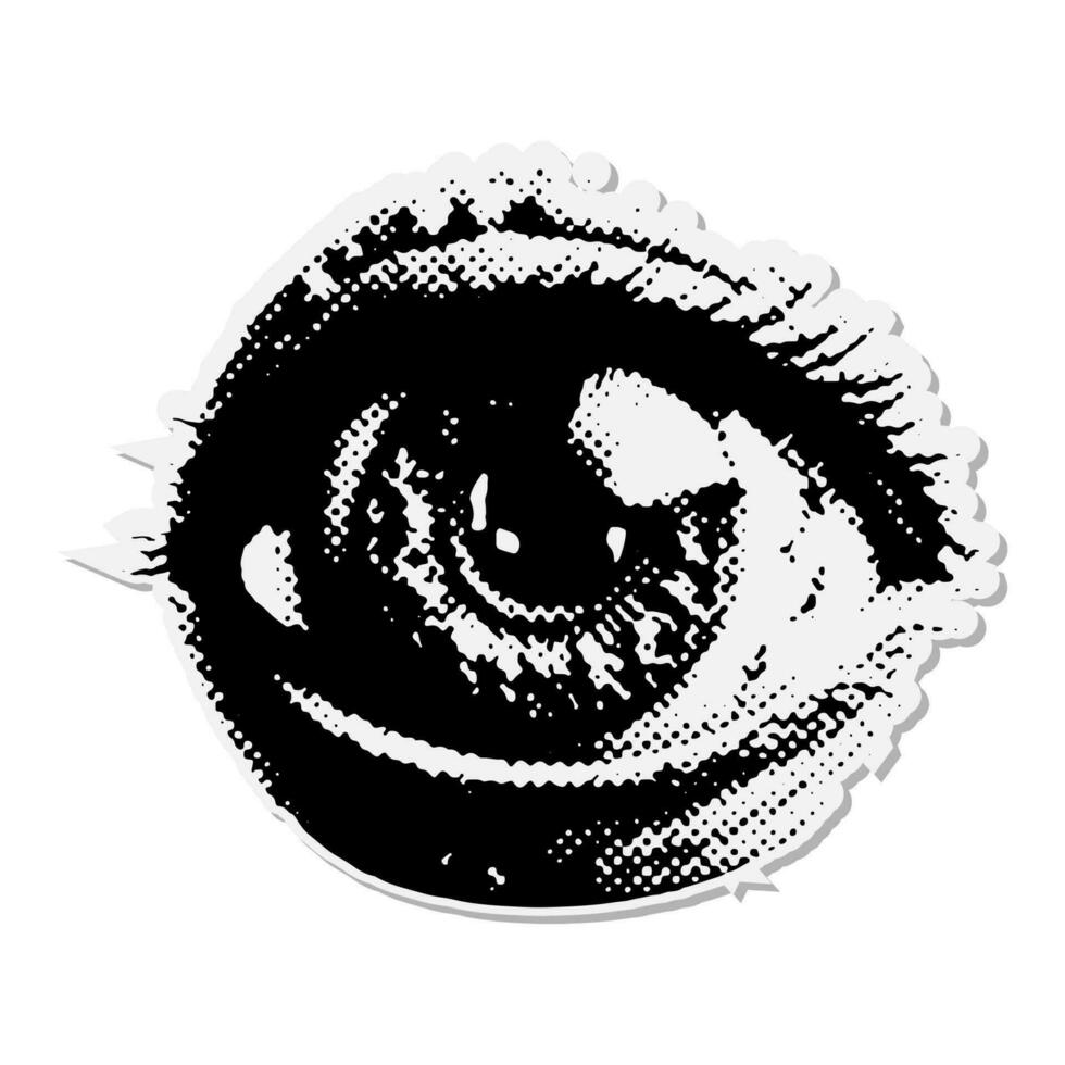 zombie öga - halloween halvton blandad media collage papper klistermärke. prickad årgång illustration i 90s zine papper bit stil. vektor