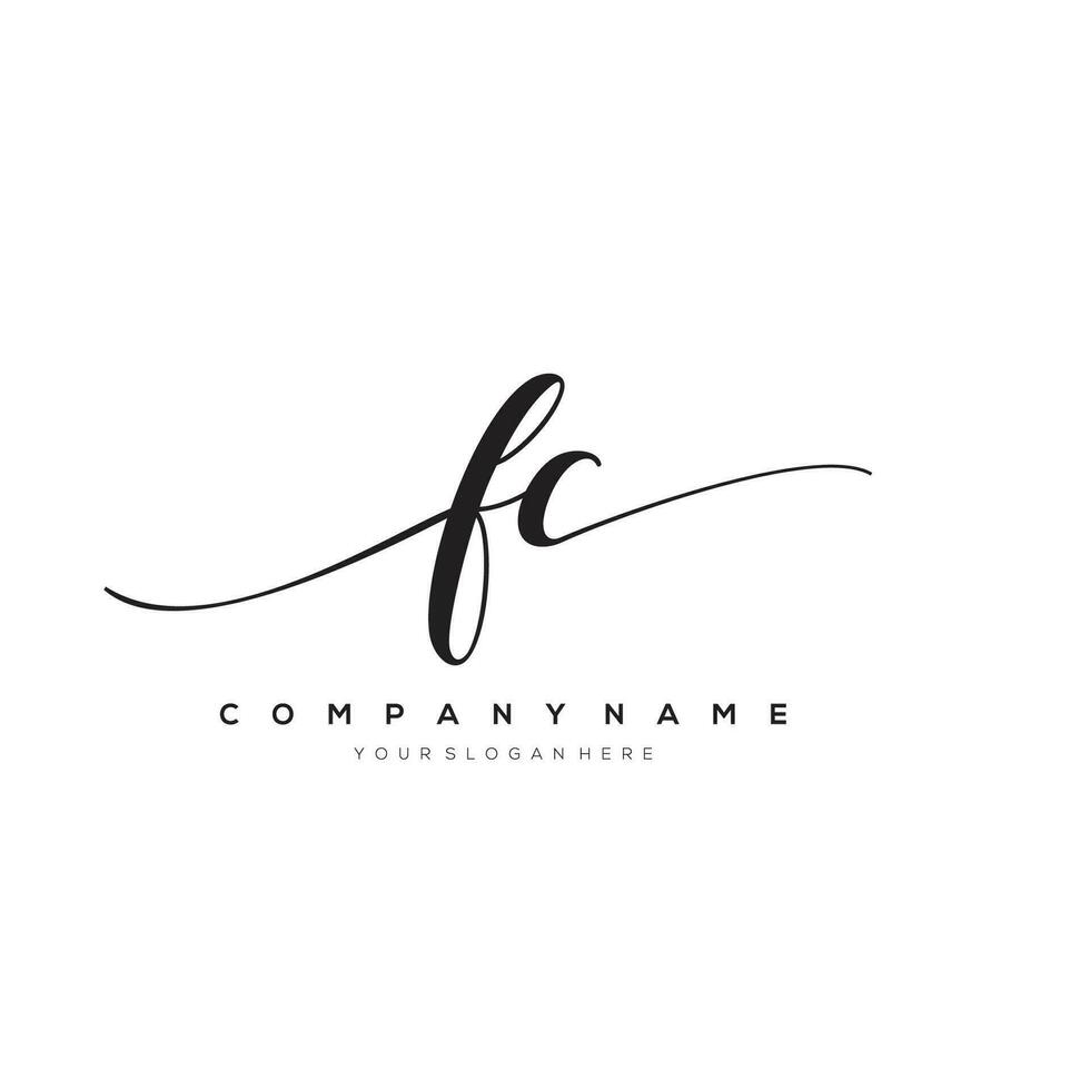 första brev fc logotyp, blomma handstil logotyp design, vektor logotyp för kvinnor skönhet, salong, massage, kosmetisk eller spa varumärke konst.