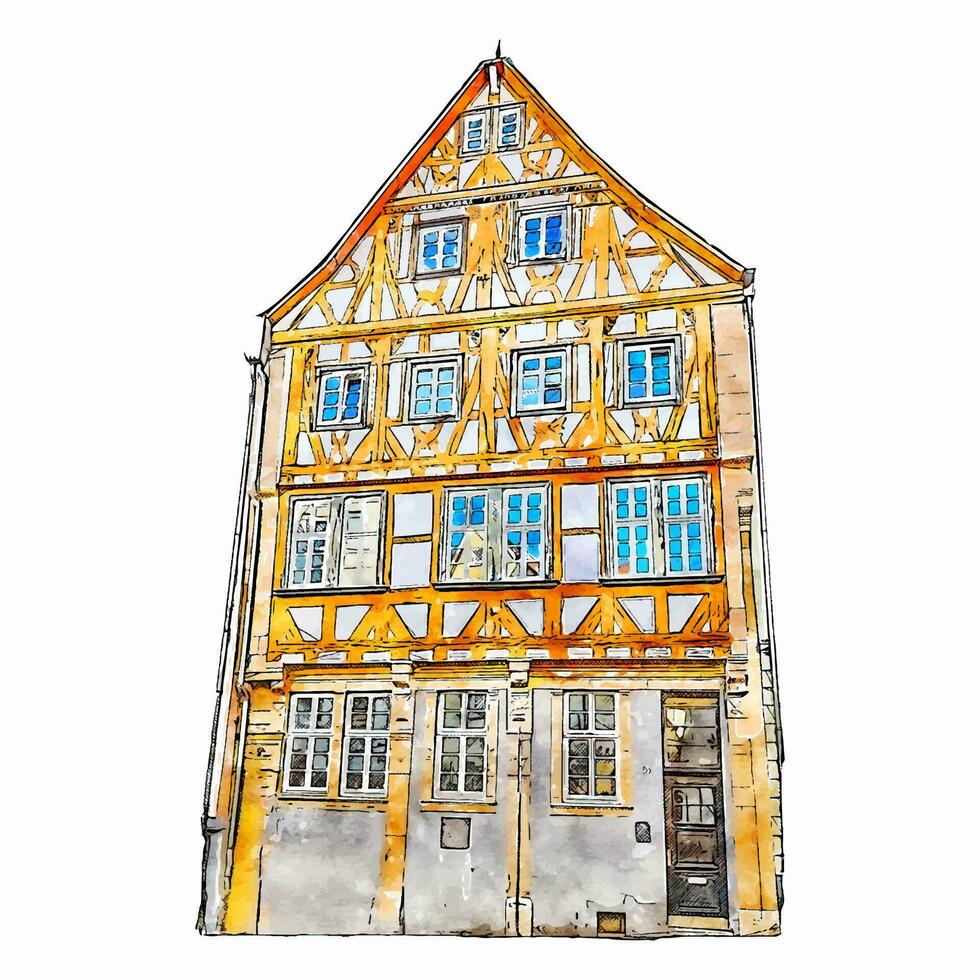 aschaffenburg Deutschland Aquarell Hand gezeichnet Illustration isoliert auf Weiß Hintergrund vektor