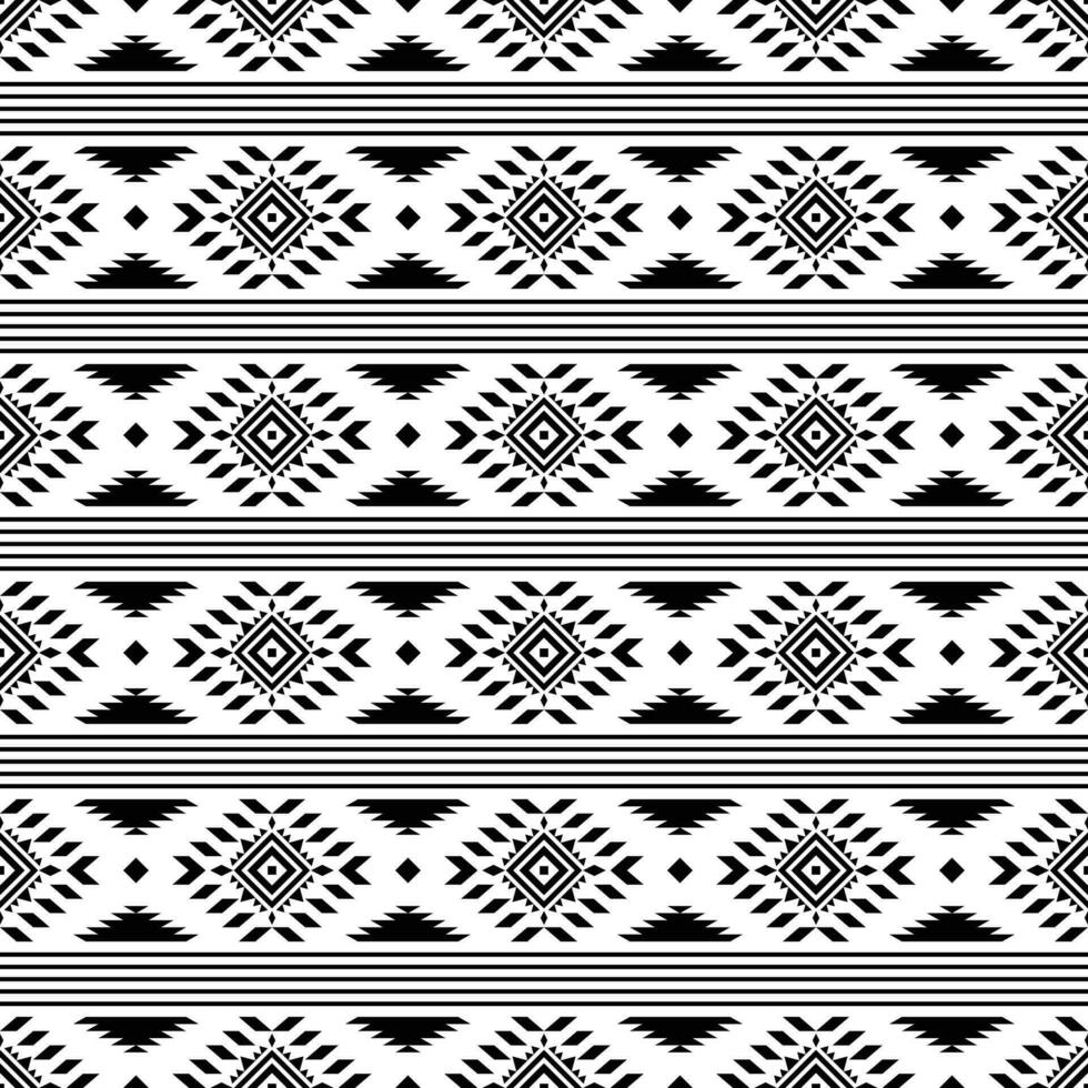 geometrisch ethnisch nahtlos Streifen Muster Design. Stammes- aztekisch abstrakt Illustration Design zum drucken Stoff. schwarz und Weiß Farbe. vektor