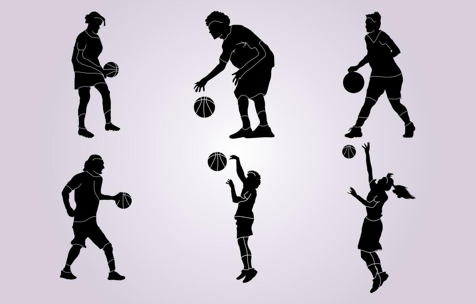 Silhouetten und Basketball Vektor einstellen von Spieler