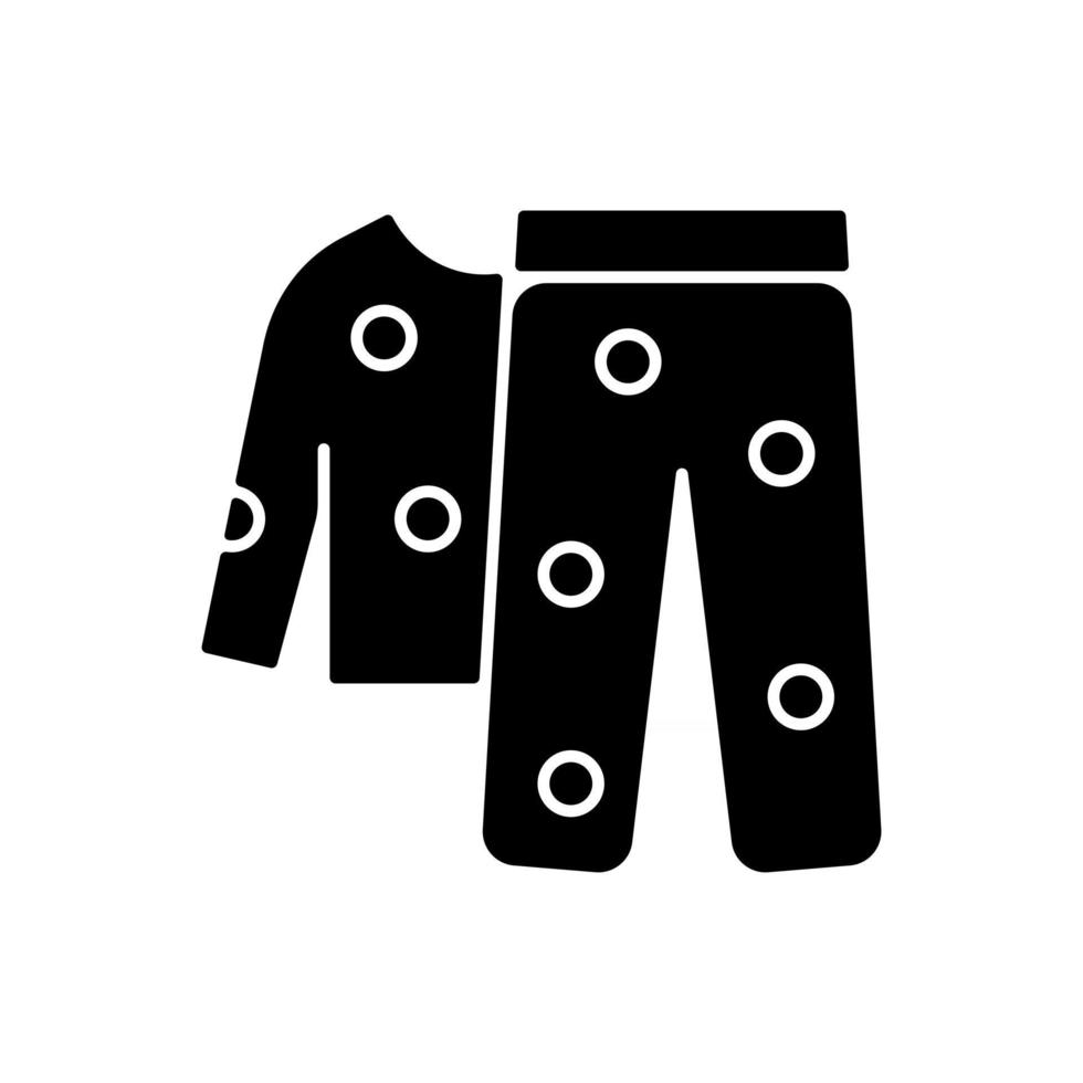 Fleece-Pyjamas schwarzes Glyphensymbol. Kinder Nachtwäsche. frauen nachtwäsche. Männer Nachtwäsche. bequeme Loungewear. bequeme Hauskleidung, Nachtwäsche. Silhouette-Symbol auf Leerzeichen. isolierte Vektorgrafik vektor