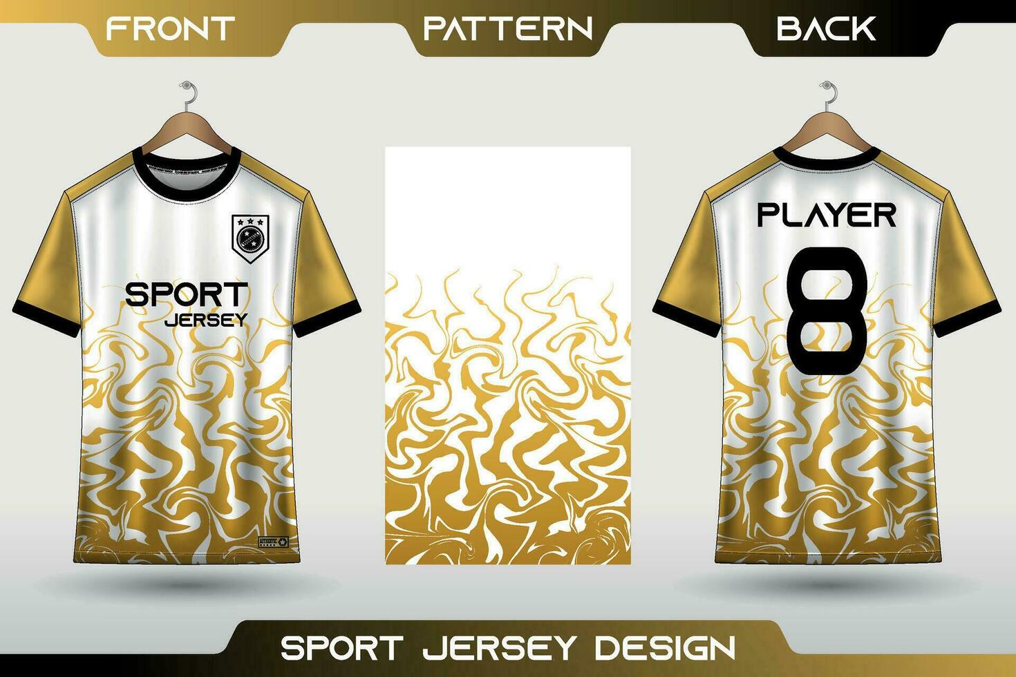 sporter jersey design. t-shirt fotboll jersey för fotboll, tävlings, spel, cykling. tyg med främre se och tillbaka se vektor