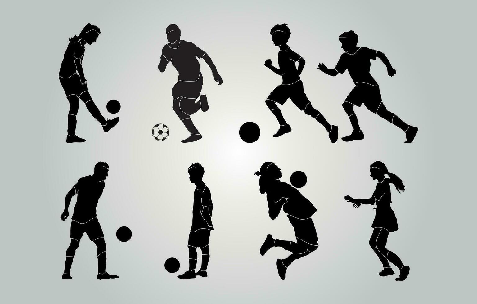 fotboll spelare platt design silhuett vektor illustration