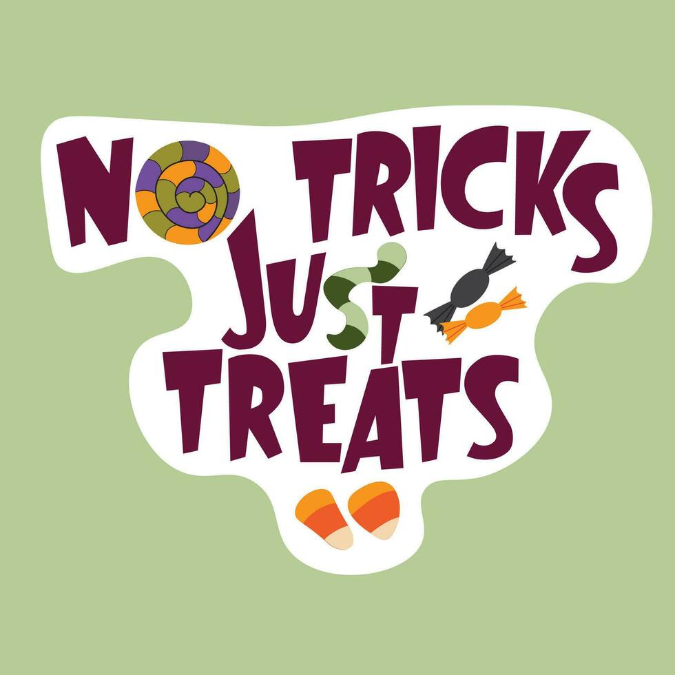 Halloween thematisch isoliert Aufkleber mit Beschriftung Nein Tricks gerade Leckereien vektor
