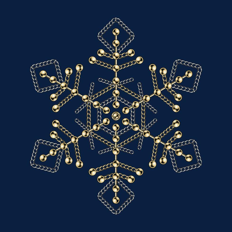 lyx snöflinga tillverkad av Smycken guld kedjor vektor